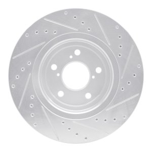 Acura MDX Brake Rotor (1) - Front Left - R1 Concepts - Drilled & Slotted - Silver - `17-`20